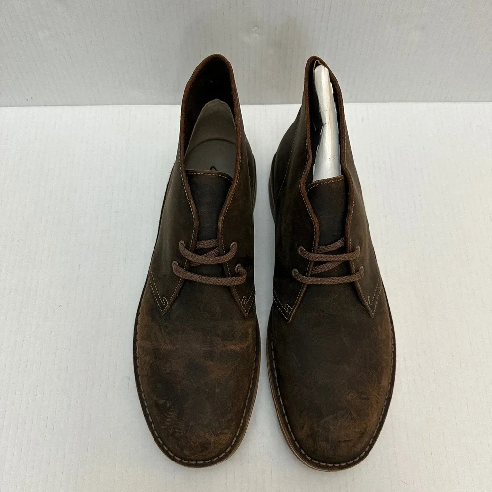 Clarks Desert Boots Mens 13 Bushacre 2 Ankle Brown Leather Lace Up‎ Chukka Shoes